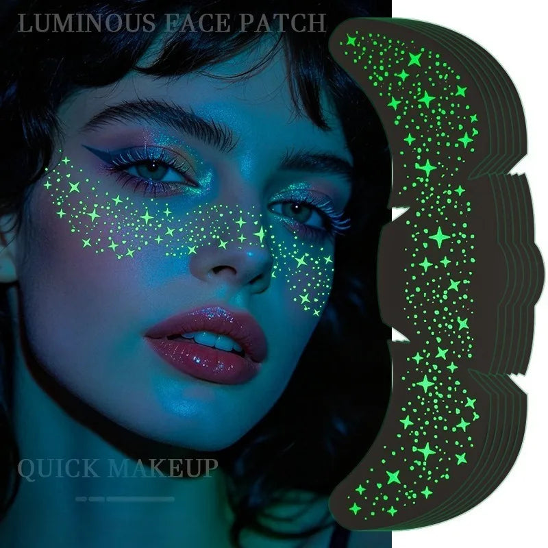 4 Sheets Luminous Freckle Tattoo Stickers Long Lasting Sparkle Star