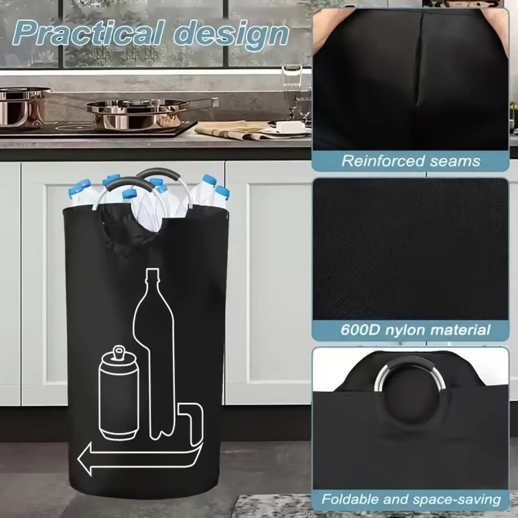 Large Capacity Organizer Bag 115L Black Deposit Bottle Collector With Handles Glass Recycling Bin For Kitchen Home Garage Pantry Zpaxo