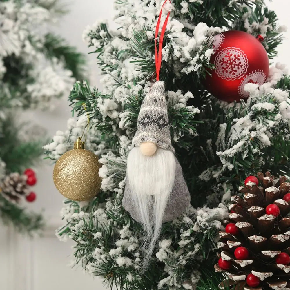 Santa Claus Christmas Gnome Pendant Plush Doll Hanging Tree Knitted Zpaxo style B