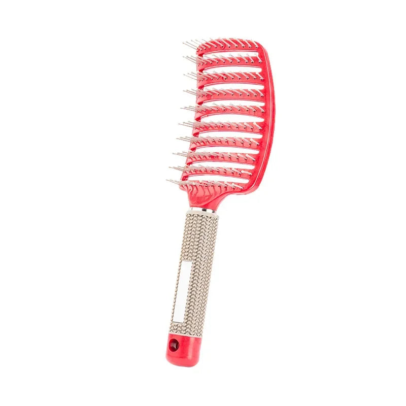 Hair Brush Scalp Massage Comb Hairbrush Bristle;Nylon Women Wet Curly Detangle Hair Brush for Salon Hairdressing Styling Tools Zpaxo red hairless