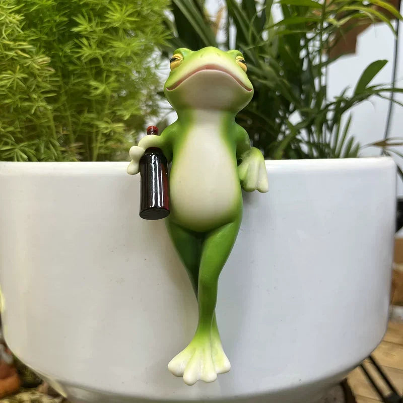 Contemporary Resin Frog Planter Creative Handmade Outdoor Balcony Zpaxo 1pc-standing