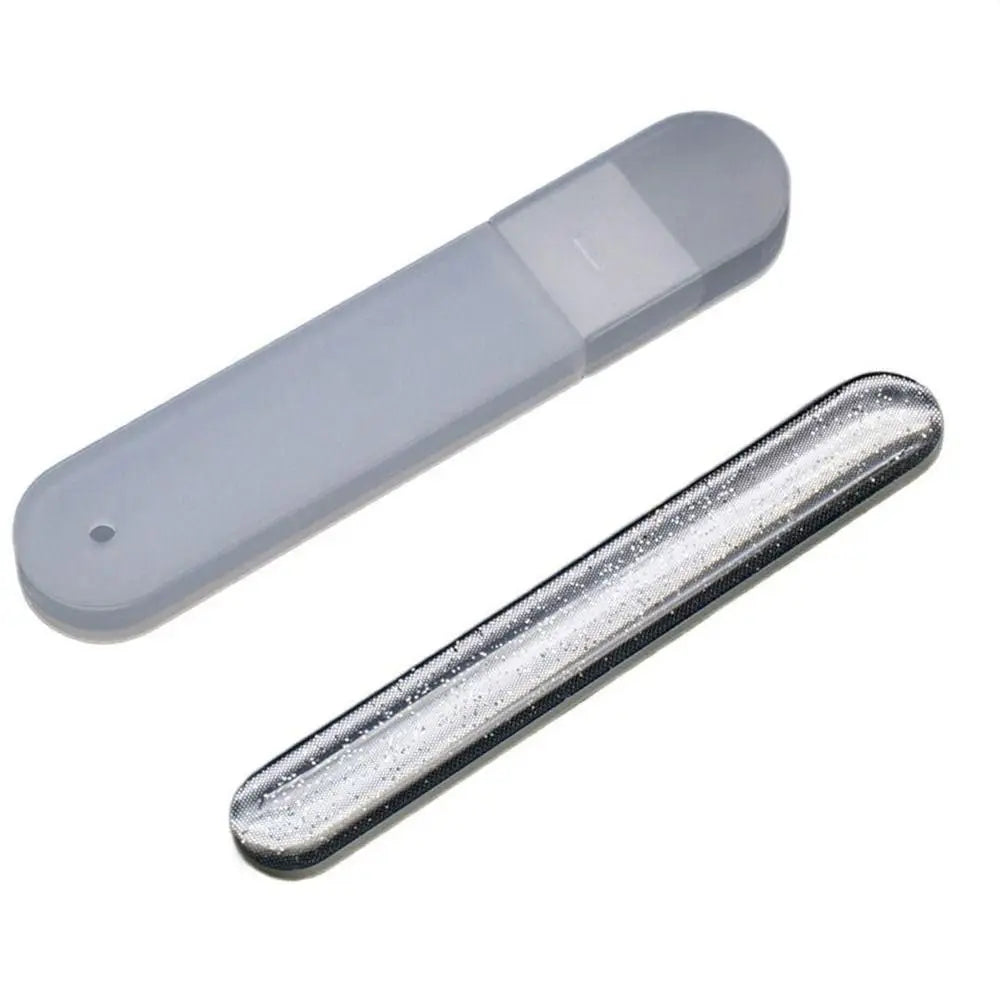 1Pcs Nano Glass Nail File Polisher Salon Manicure Tool Nail Polishing Strip with Storage Case Nail Art Polish Manicure Zpaxo silver