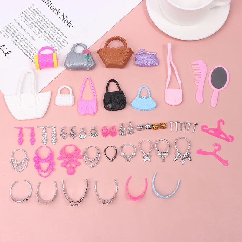 Doll Toy Accessory Electroplated Crown Necklace Ear Studs Bracelets Zpaxo