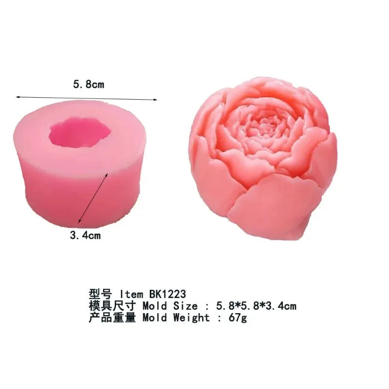 Round Shape 3D Flower Peony Silicone Mold Chocolate Flip Sugar Baking Gypsum Diy Soap Zpaxo