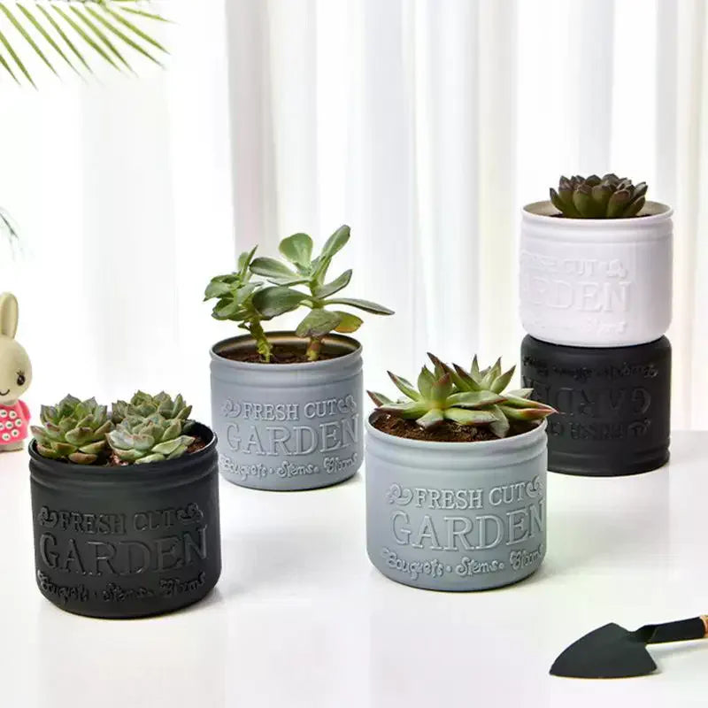 Round Planters Succulents Plant Pot Flower Pot Office Desktop Balcony Home Garden Decoration Outdoor Potted Zpaxo