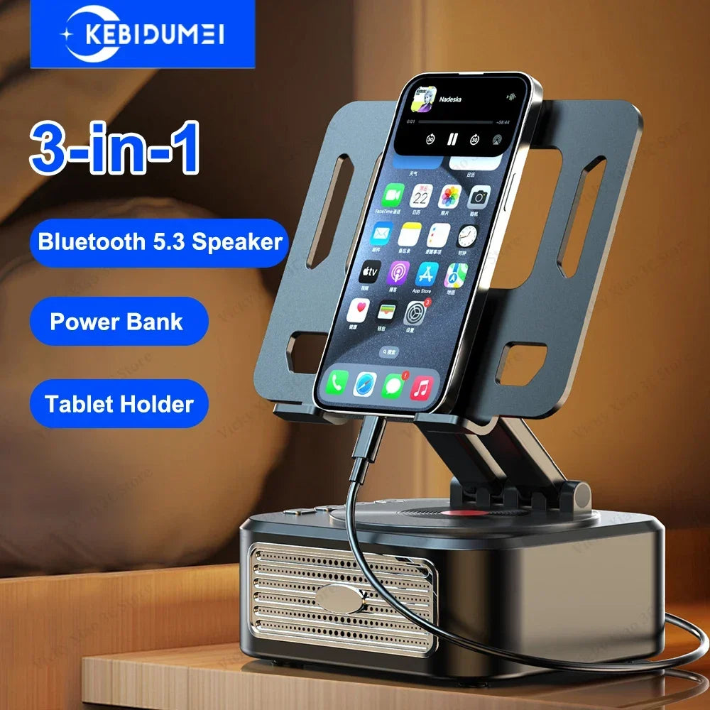 3-in-1 Bluetooth 5 3 Speaker Tablet Holder Foldable Wireless Support