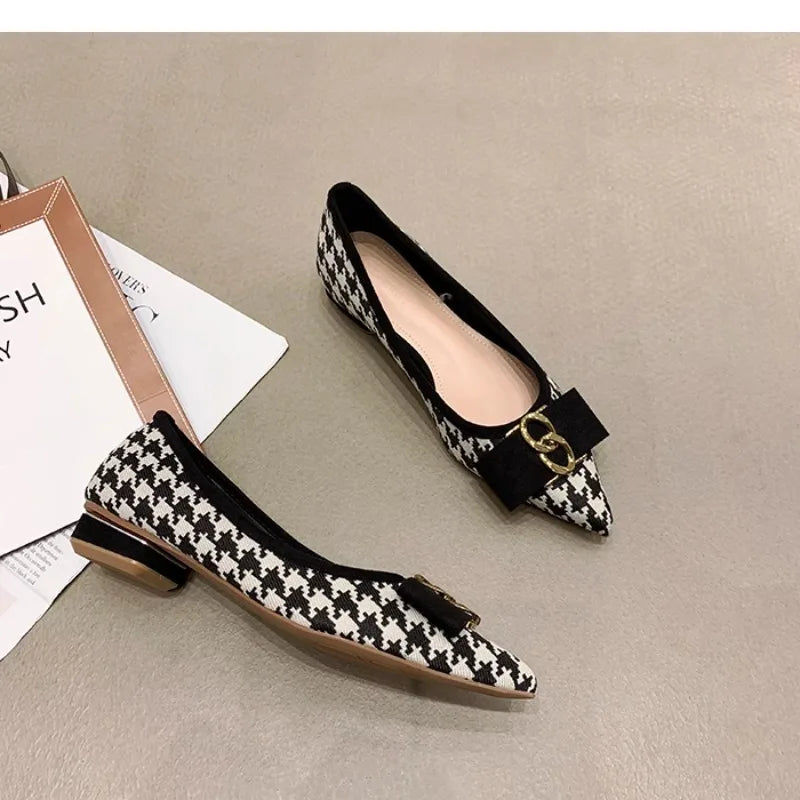 Flat Shoes for Women 2025 Spring Autumn New Shallow Mouth Pointed Toe Metal Buckle Women's Shoes Large Size 43 44 Loafers Women Zpaxo