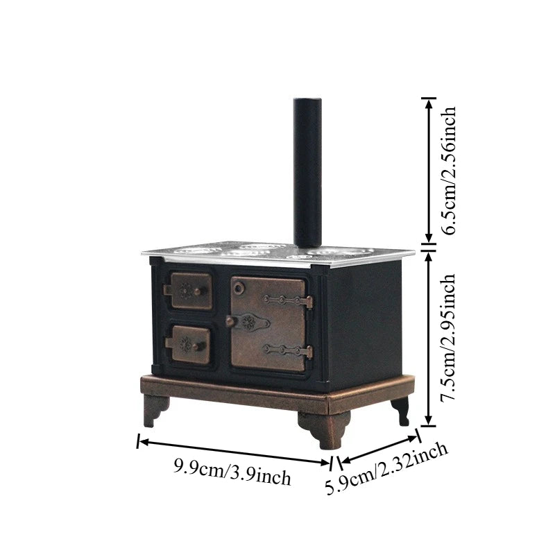 1:12 Vintage Miniature Stove with Chimney – Dollhouse Decor