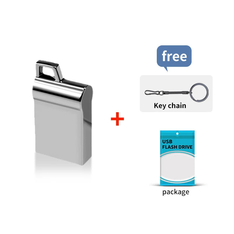 ZSUIT DKXFK 3.0 Metal USB Flash Drive 64GB Pen Drive 4GB 8GB 16GB U Disk 32GB Memory Stick 128GB USB Storage Stick Custom LOGO Zpaxo 128GB-3.0 SY-Silvery-Chain