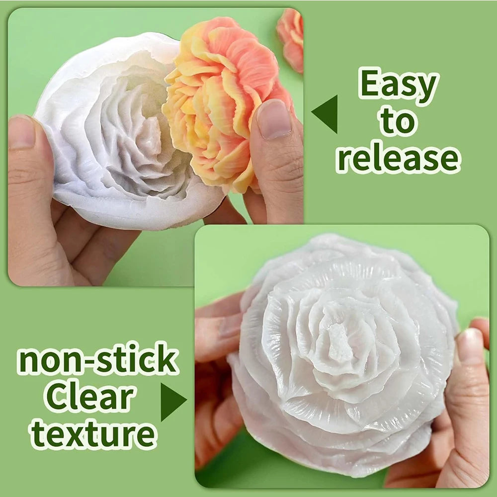 3D Peony Candle Silicone Mold for Valentine’s Day Gift DIY Flower Handmade Soap Aromatherapy Gypsum Crafts Making Home Decor Zpaxo