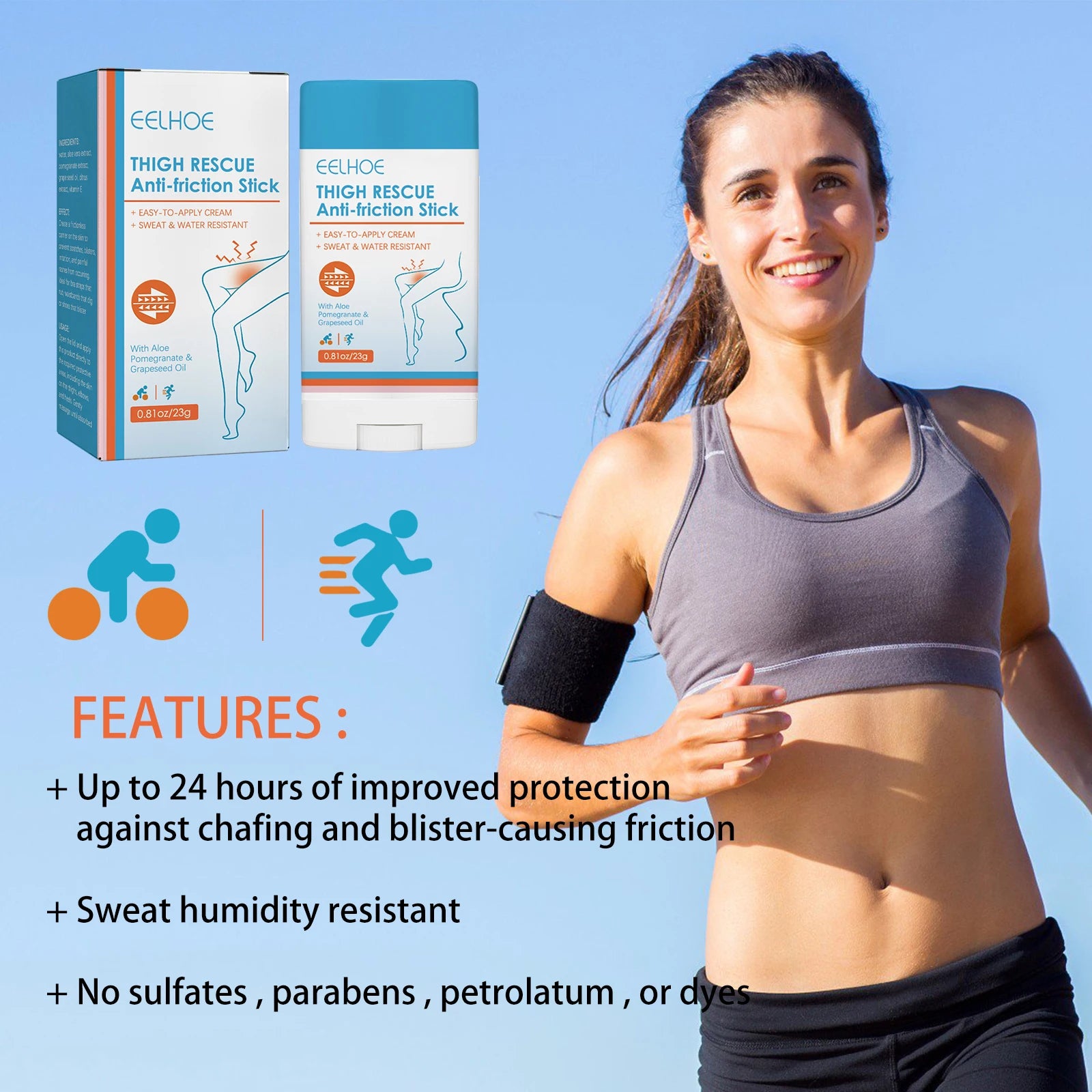 Eelhoe Anti-Chafe Stick – Sweat-Proof Skin Protection 23g Anti-Chafe Stick Zpaxo