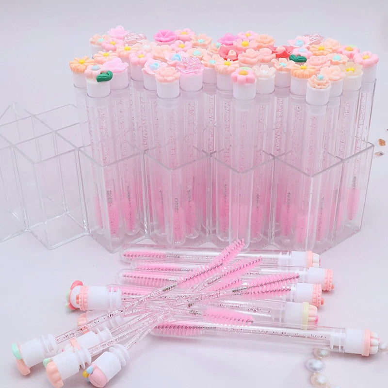 10/50PCS Reusable Eyelash Brush Tubes Eyebrow Brush Eyelash Wands Replaceable Dust-proof Cleaner Storage Tubes Makeup Tool Zpaxo