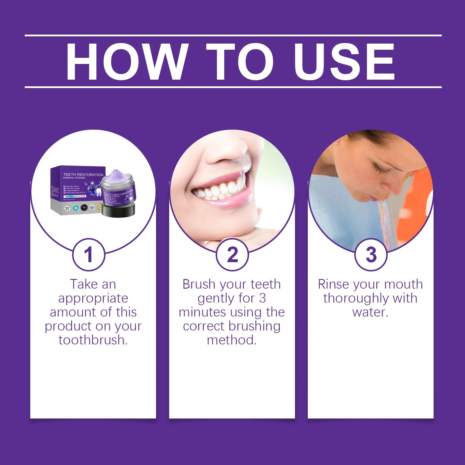 Purple Teeth Whitening Powder – Plaque Removal & Gum Care 50g Teeth Whitening Powder Zpaxo