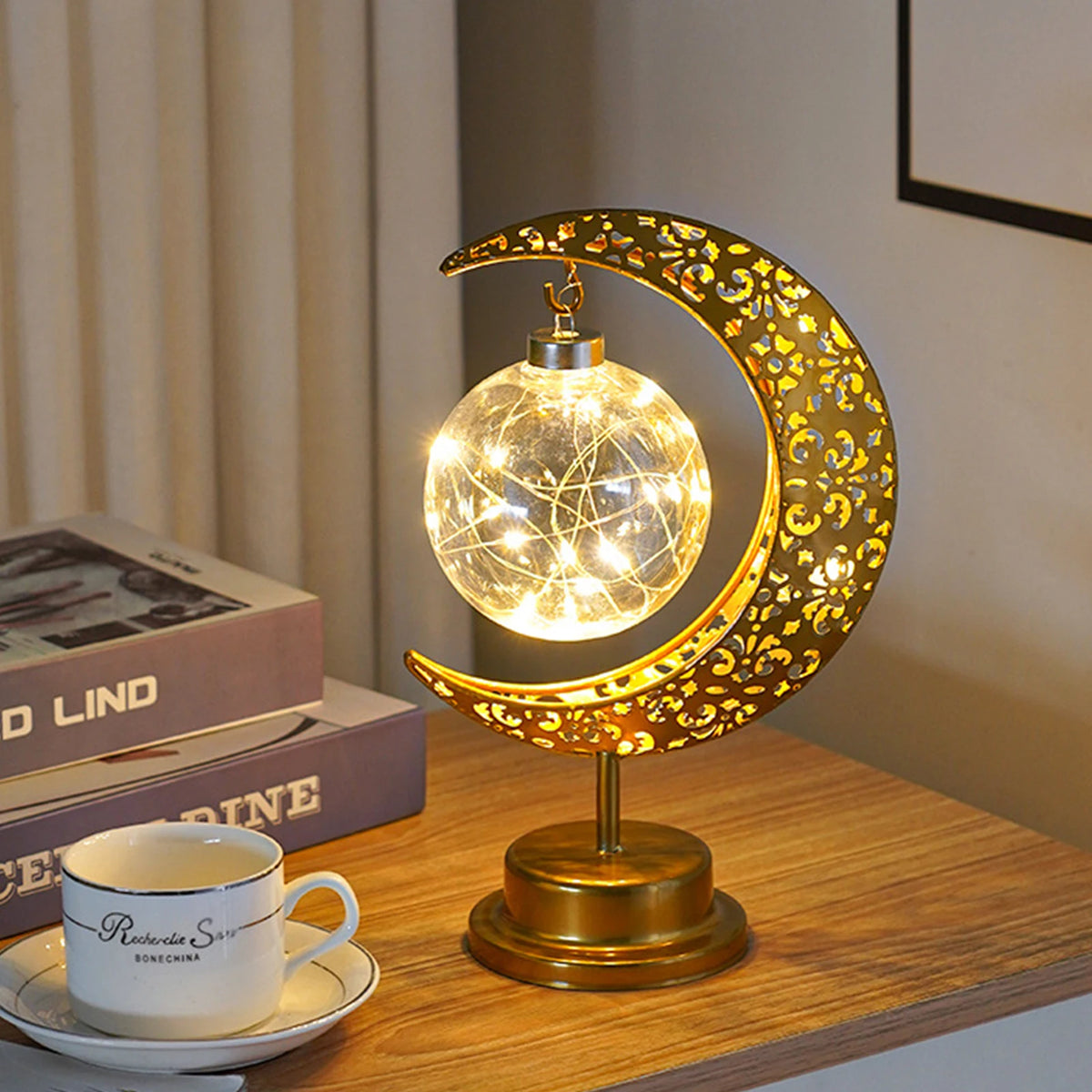 Ramadan Desk Lamp Led Moon Decoration Home Metal Kareem Light Eid Zpaxo Ramadan Led Lamp B