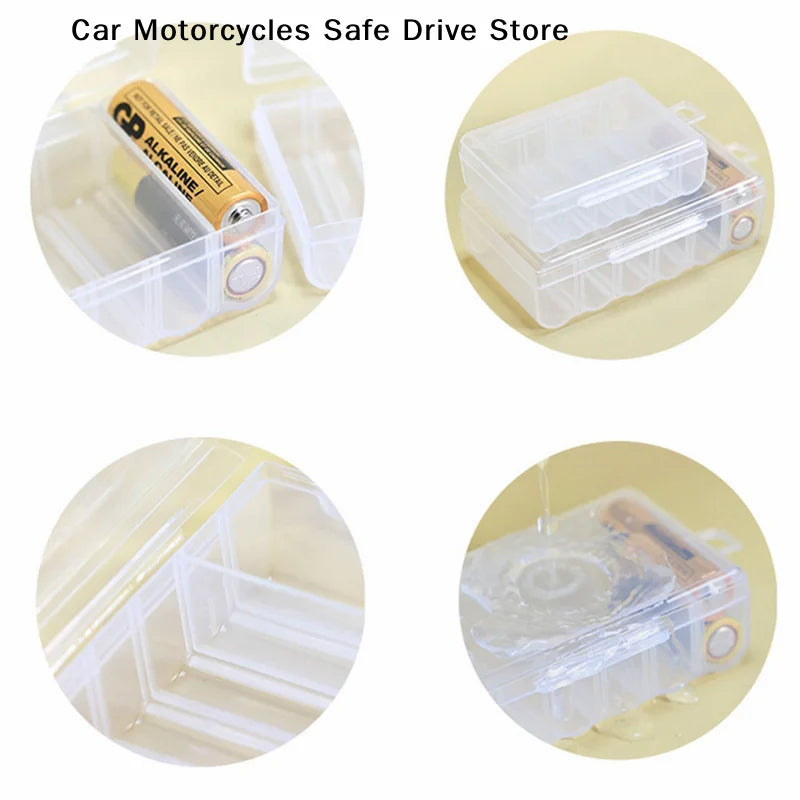 CM6-Compartment Transparent Battery Storage Case Durable Hard-plastic