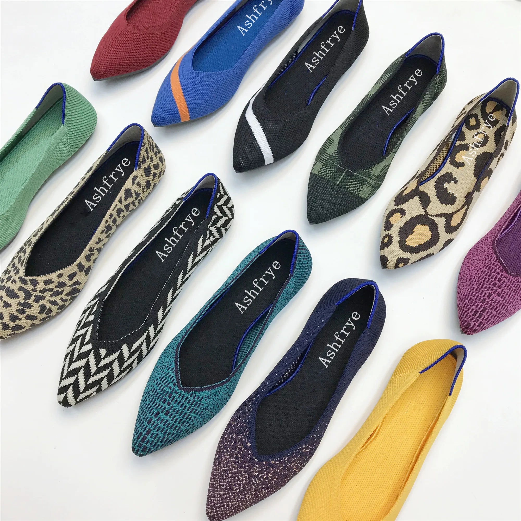 Large Size 43 42 41 Flat Shoes Women's Spring Summer Knitting Fly Line Luxury Shoes Women's Shoes Pointed Flat Single Shoes Zpaxo