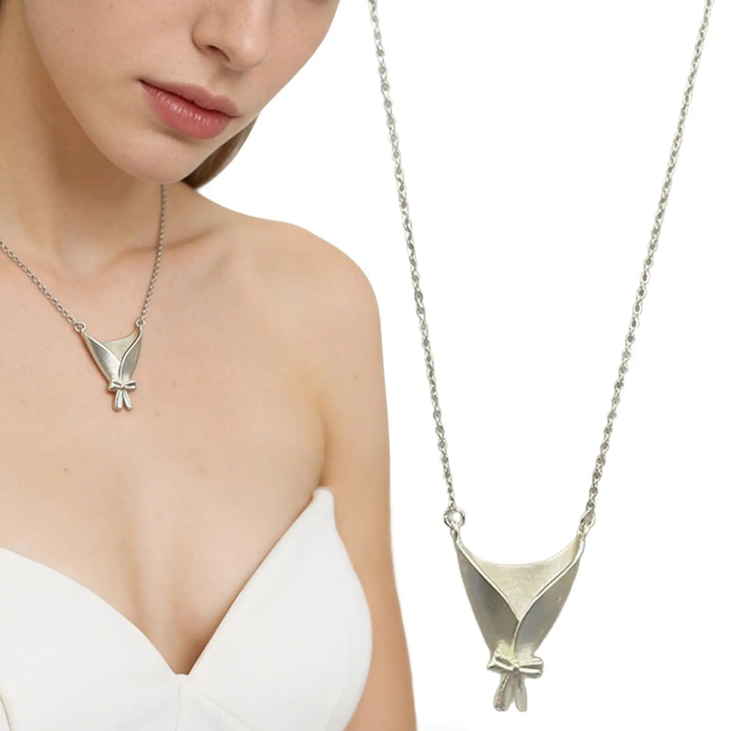 Vase Necklace Flower Bouquet Necklace Flower Holder Necklace Pendant Creative Floral Vase Necklaces Aesthetic Jewelry Gift Zpaxo
