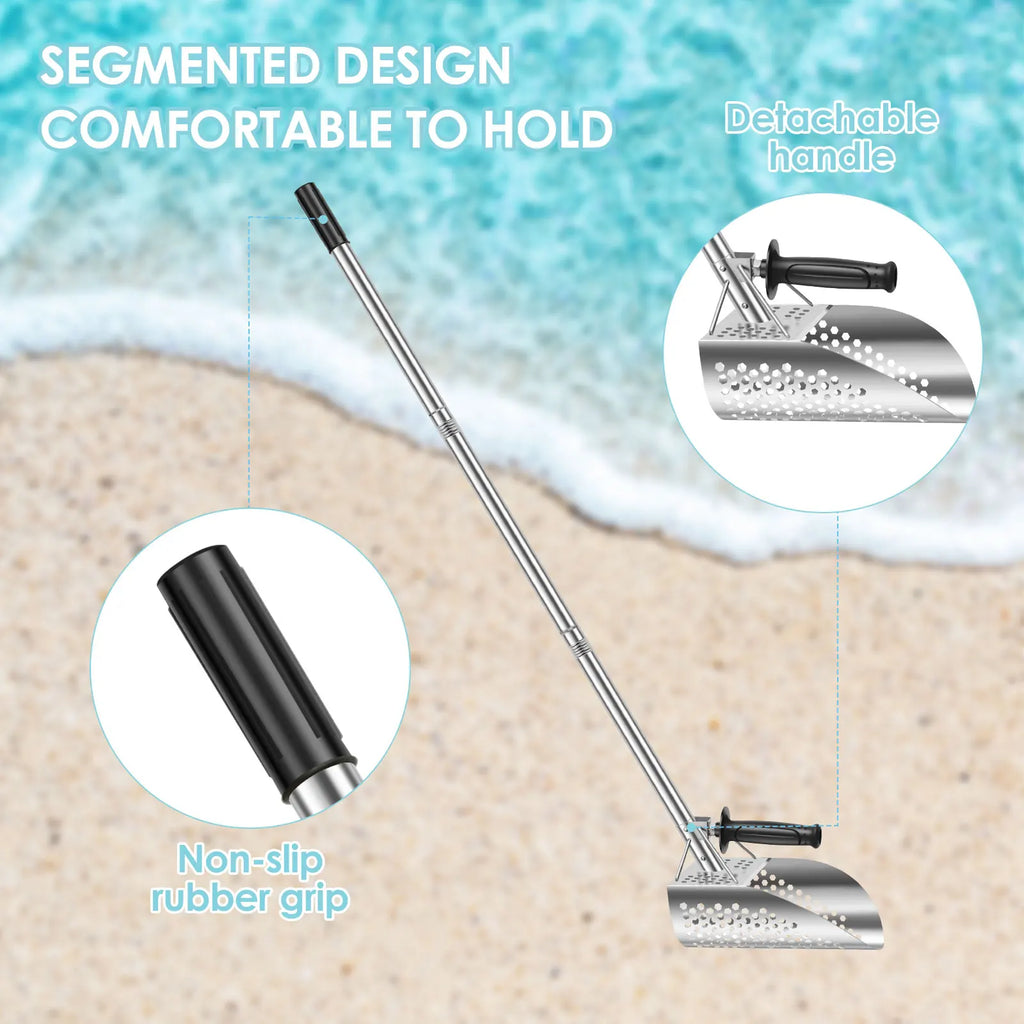 Heavy Duty Metal Detecting Shovel 304 Stainless Steel with Removable 140cm Length Handle Rustproof for Beach Treasure Hunting Zpaxo