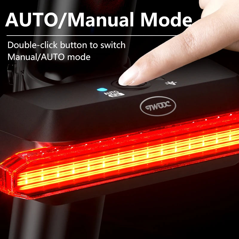 Bicycle Smart Brake Tail Light USB Charging Glare Tail Light Warning Bike Light Mountain Bike Road Bike Bicycle Accessories Zpaxo