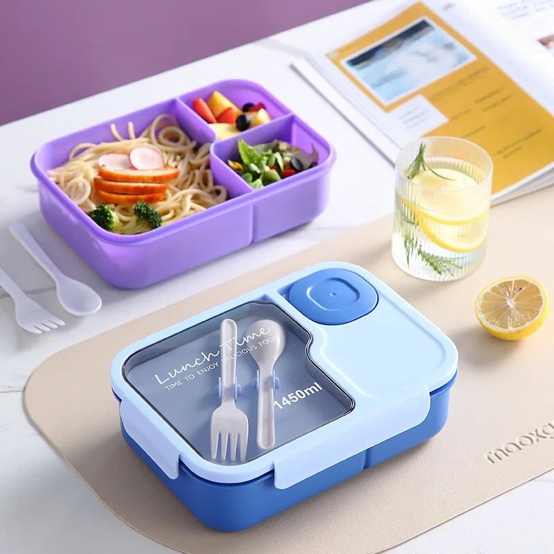Bento Box-Portable lunch box with built-in tableware and sauce box, square meal reserve box for school, office and travel Zpaxo