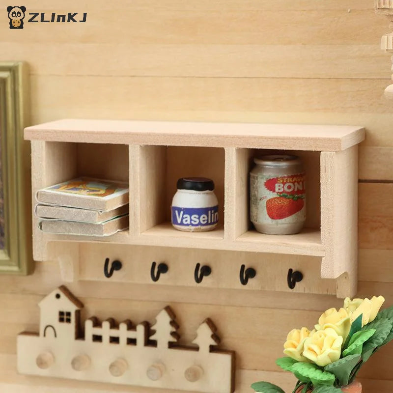 ▶1/12 Dollhouse Simulation Mini Wall Shelf Hanging Rack Model Dollhouse Living Furniture Decoration Dolls House Accessories Zpaxo