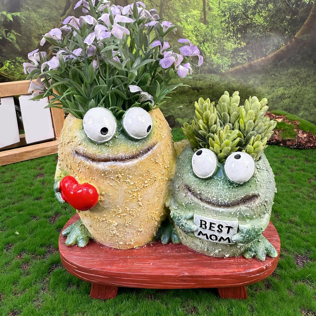 Funny Resin Frog Planter Cute Expression Multi-purpose Flower Statue
