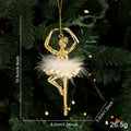 Ballet Girl Feather Christmas Tree Ornament | Festive Pendant Christmas Tree Ornament Zpaxo golden