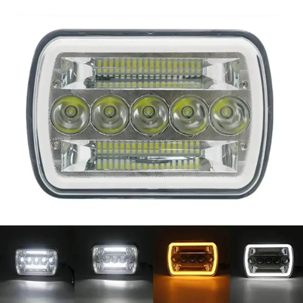Amber DRL Led Headlights 6000 K White Square Design Automotive Zpaxo