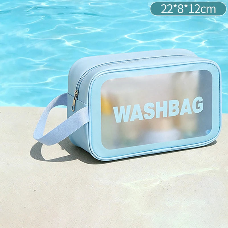 Portable hand-held PU polishing semi-transparent waterproof toiletry storage dust-proof makeup bag Zpaxo color d-s