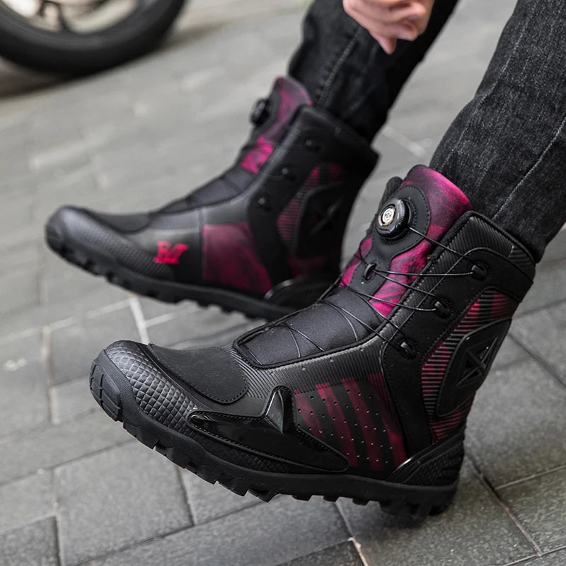 Lexsan Motorcycle Boots Men Leather Motos Breathable Anti Slip