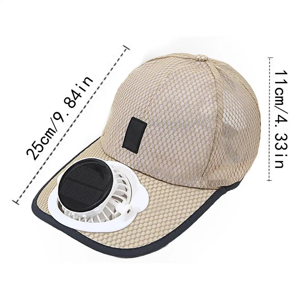 Solar Cooling Fan Baseball Caps 3 Speed USB Breathable Wide Brim Sun
