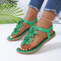 Woman Floral Sandals Clip Toe Flat Summer Sandals Lightweight Fashion Shoes Casual Bohemia Flowers Slip on Beach Shoes Women Zpaxo green 37