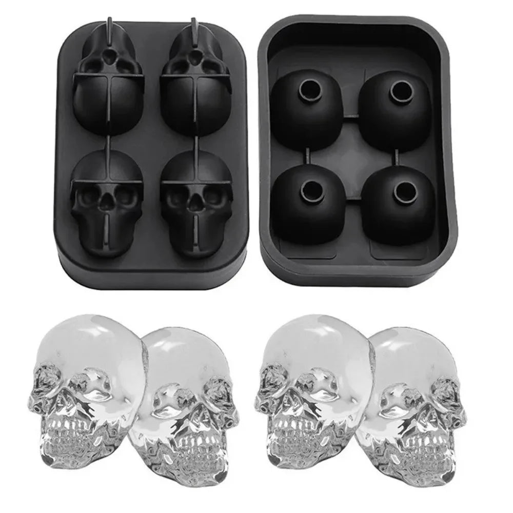 3D Skull Silicone Mold Ice Cube Tray Mould Maker Ball Whiskey Wine Zpaxo