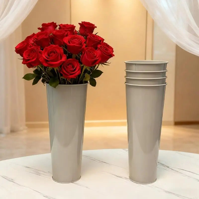 Elegant Metal Flower Holder Iron Vases Farmhouses French Bucket