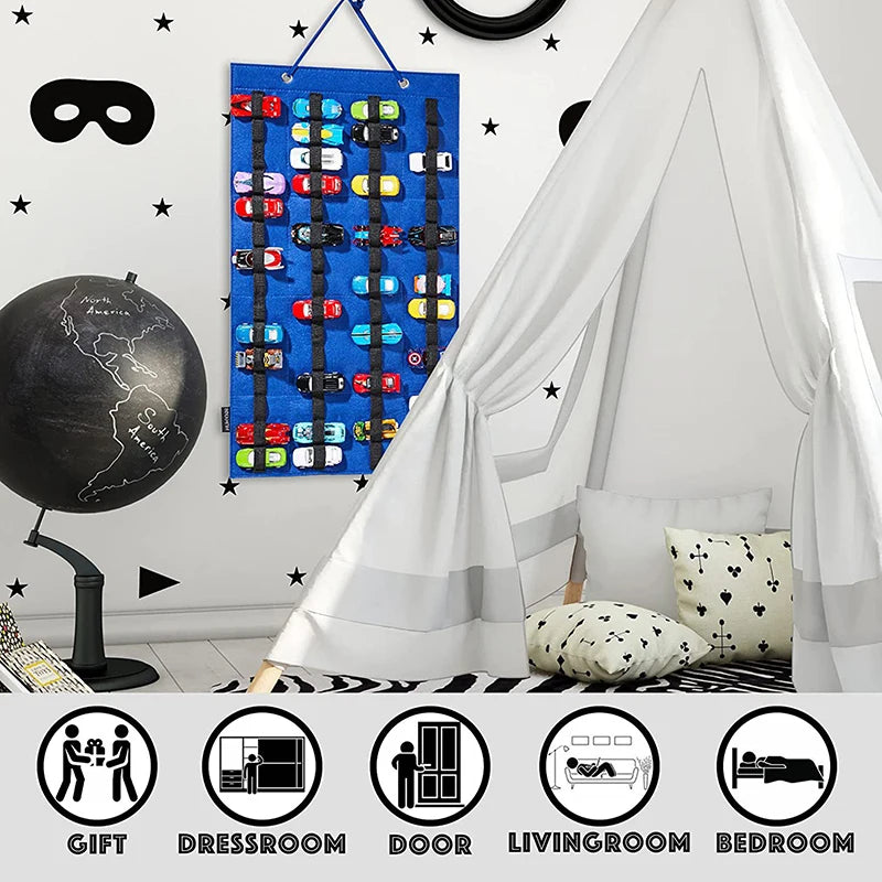Hanging Organizer Wheels Wall Mount Display Case Large Capacity