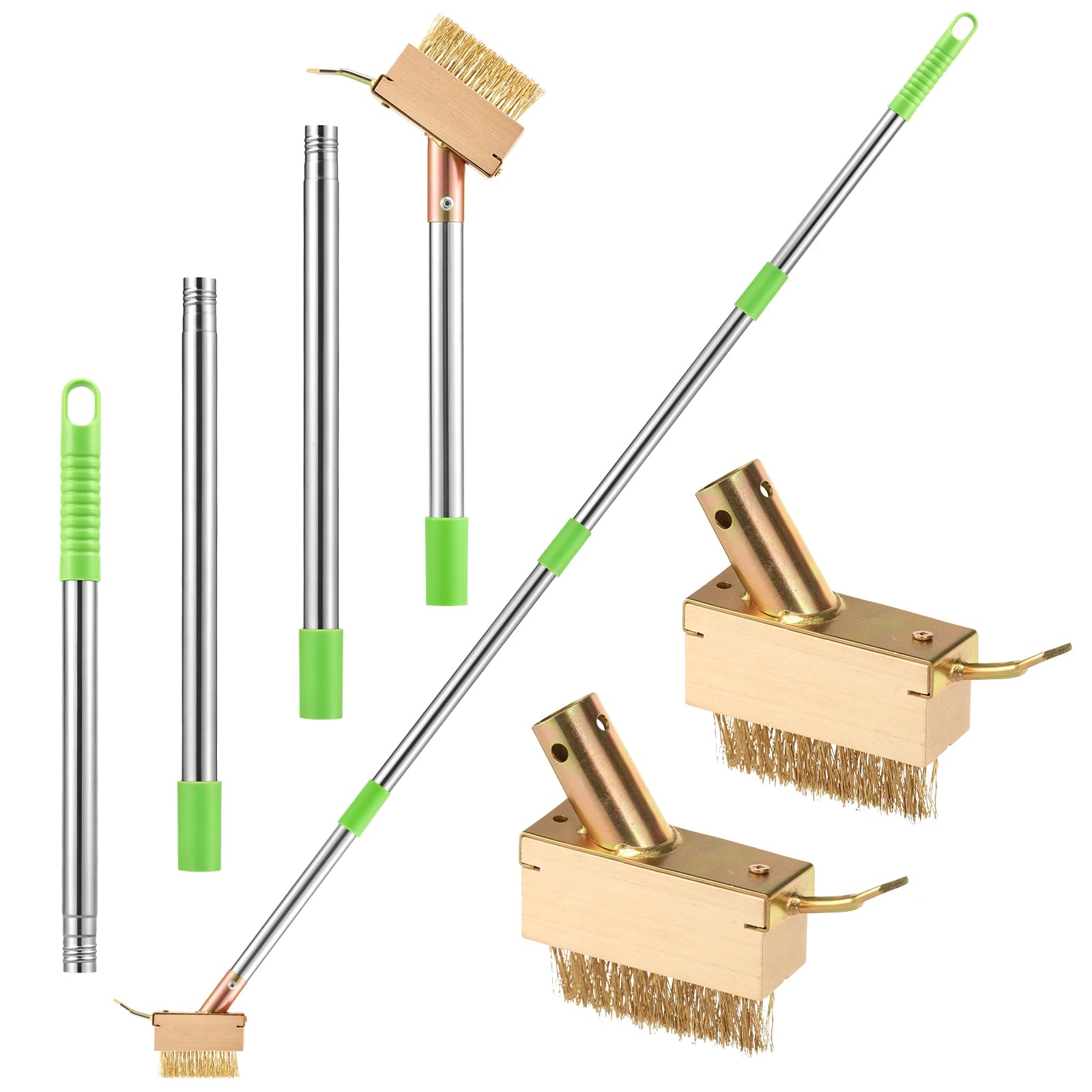 Weed Brush With Long Handle Adjustable Crack Weeder 3 Replaceable Steel Wire Heads For Patio Driveway Moss Remover No Bending Ma Zpaxo