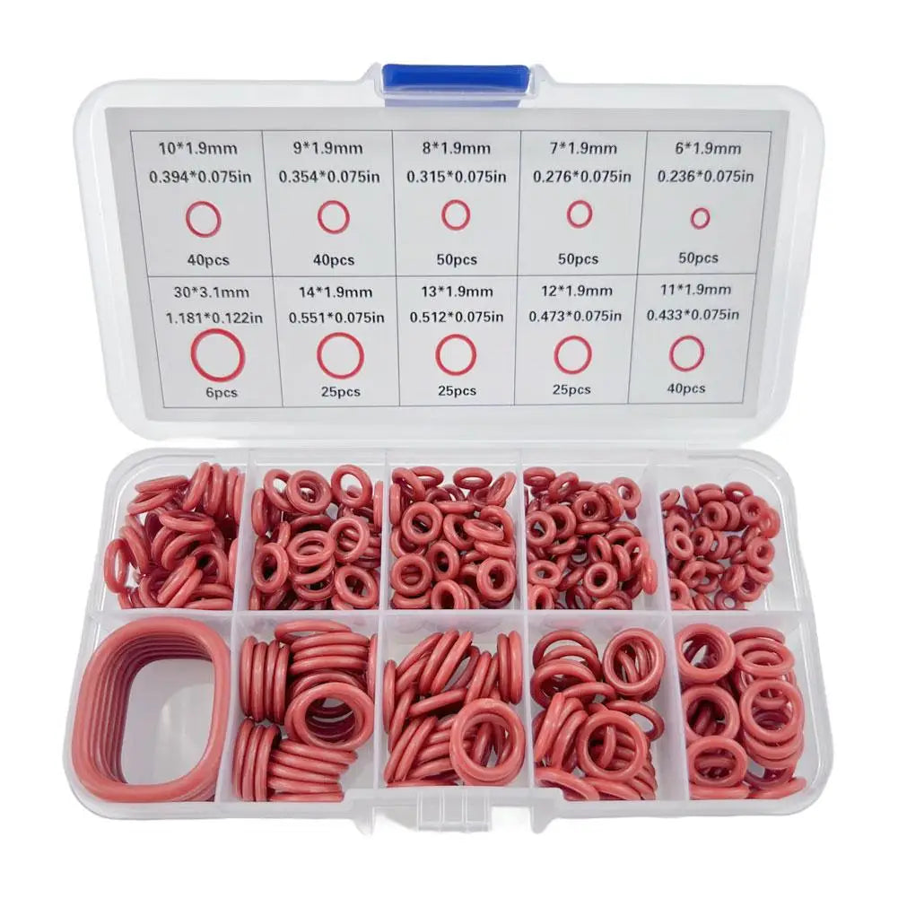 351pc Silicone O-Ring Set 10 Sizes – Oil & Heat Resistant Seals O-Ring Seal Kit Zpaxo 1set