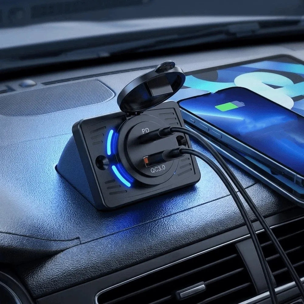 12V 24V Compatible Panel Mount USB Charger 2-4 Ports Shockproof Rubber Gaskets USB Charger Socket Compact Embedded Panel Zpaxo