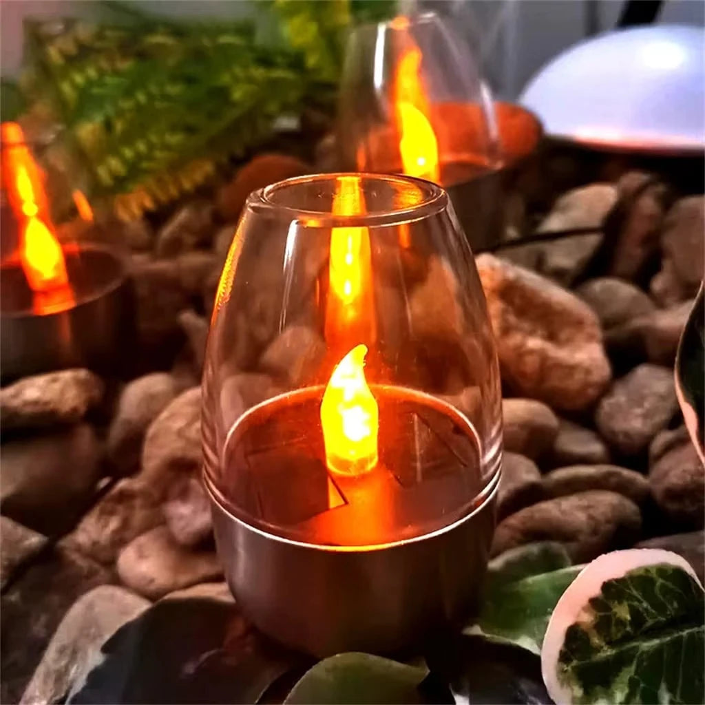 Solar Candles Wine Glass Lights Outdoor Waterproof LED Lawn Courtyard Zpaxo