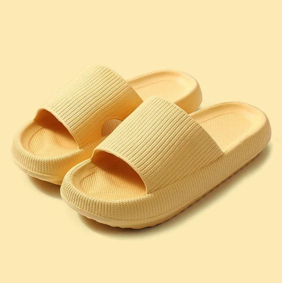 Women Thick Slippers Indoor Home Eva Soft Sole Pillow Slides Sandals Zpaxo YELLOW 46-47
