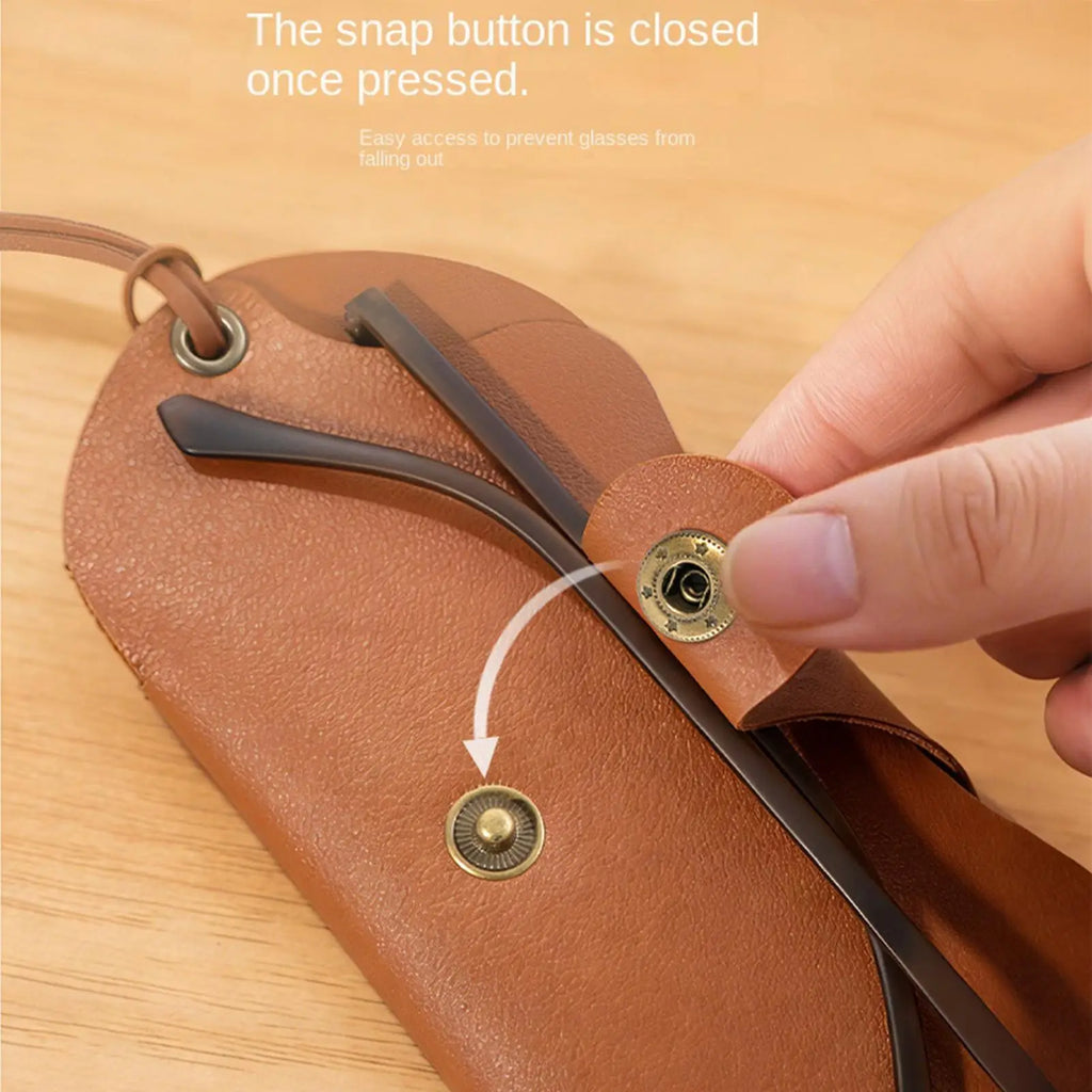 Eyeglass Case Soft PU Leather Eyewear Organizer Strap Sunglasses Bag