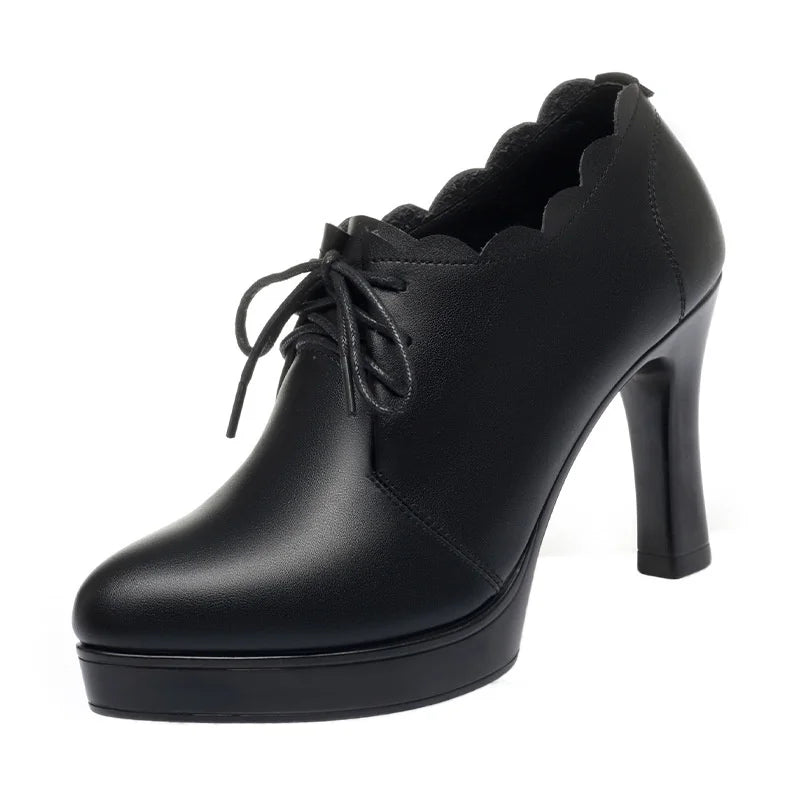 Spring Autumn Soft Leather Sole Versatile Fashion Comfortable Heels Zpaxo