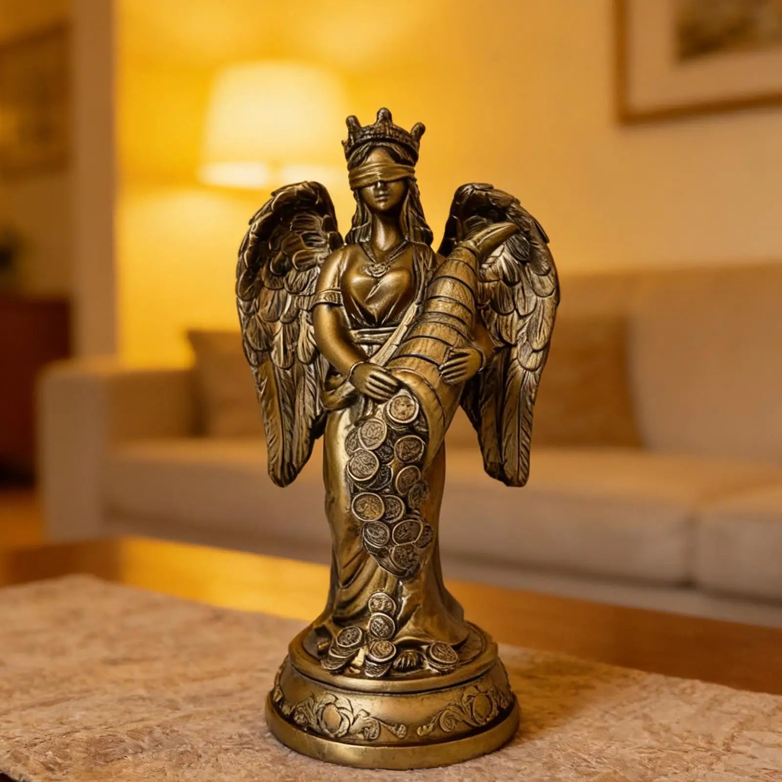 Goddess Fortune Statue Resin Figurine Pen Holder Home Accent
