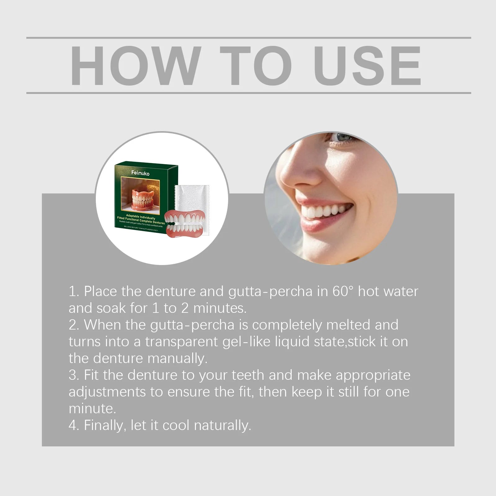 Silicone Temporary Denture Set – Comfort Fit Fake Teeth Upper & Lower Temporary Denture Set Zpaxo