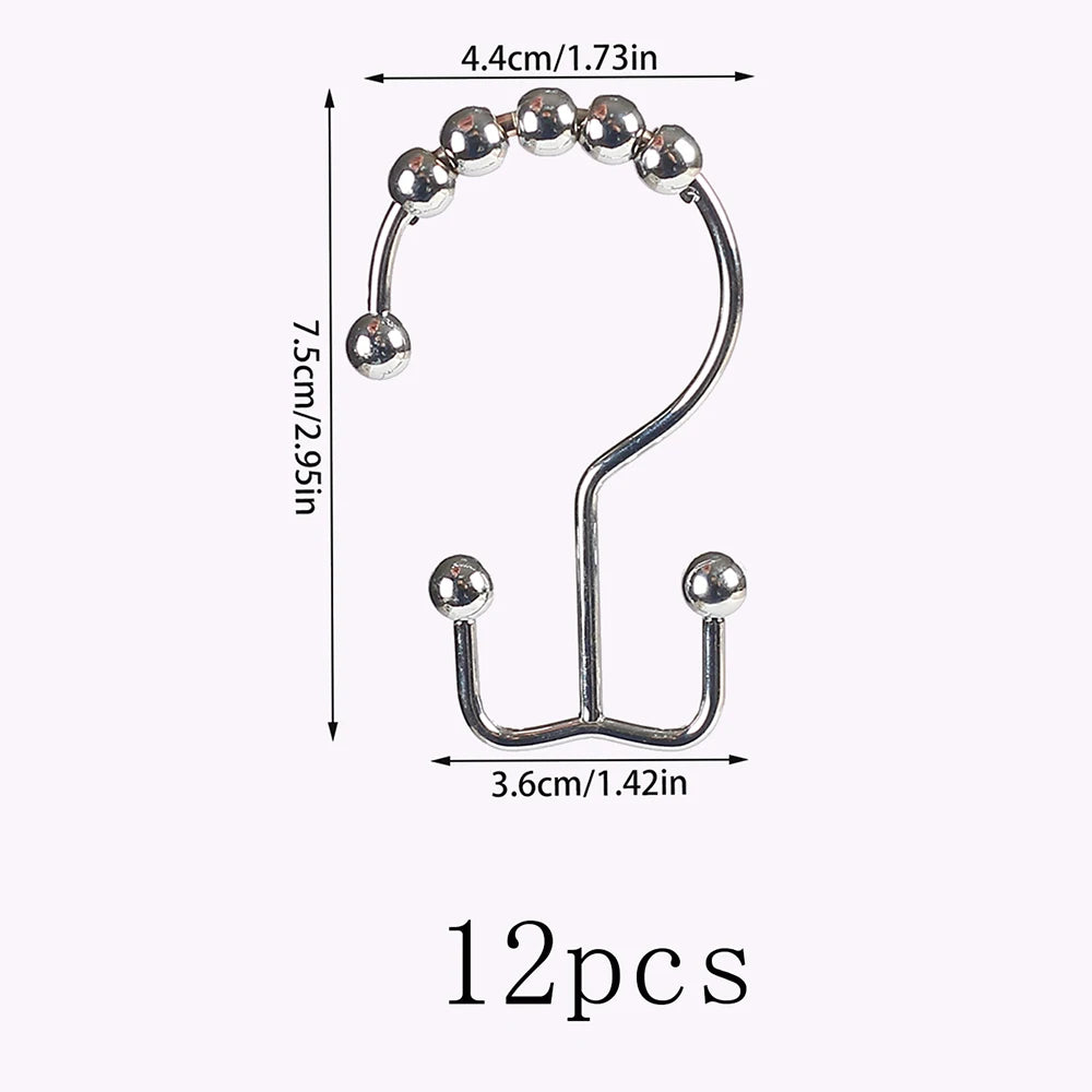 Shower Curtain Hooks Double Sided Bathroom Curtain Metal Hooks Rings for Bathroom Shower Rod Curtains Zpaxo 12Pcs