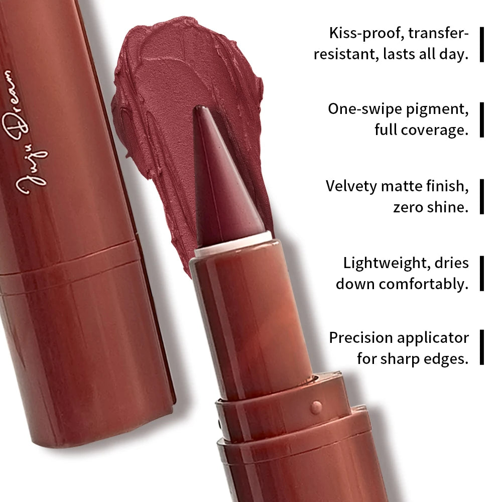6-color conical gradient lip liner pen - matte black brown velvet lipstick, waterproof and non-greasy, blush and lip color pen, Zpaxo