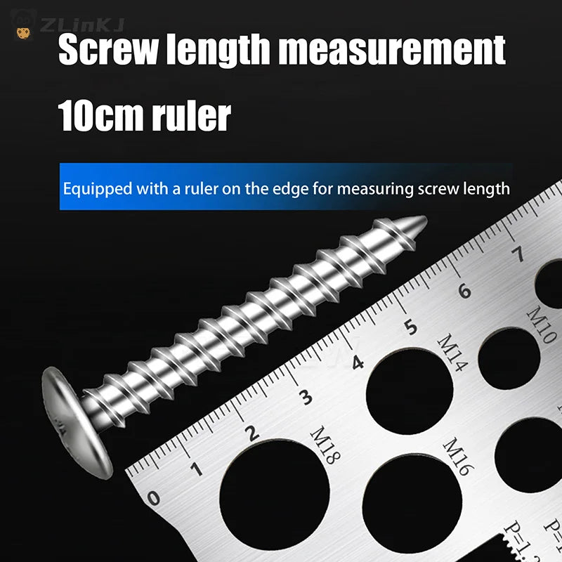 ▶1/2/5Pcs Stainless Steel Thread Checker Screw Measurement Ruler Gauge Tool for Measuring Screw Pitch Bit Bolt Nut Zpaxo