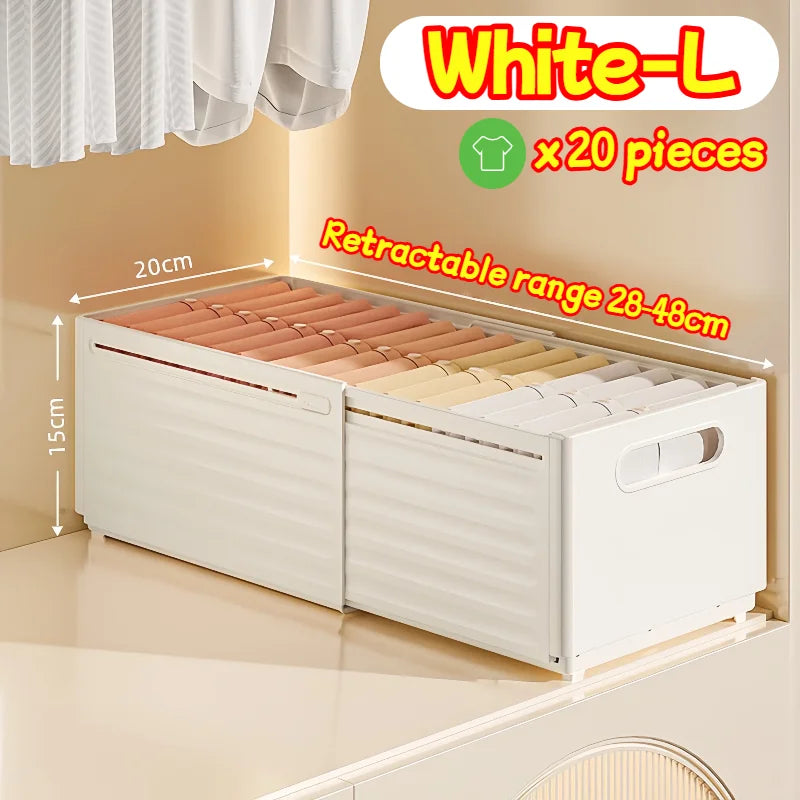 Telescopic Storage Box Multi-functional Storage Drawers Wardrobe Organizer and Locker Jeans Wardrobe Clothes Drawer Organizer Zpaxo White-L