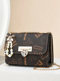 Trendy Beaded Stitching Shoulder Bag Fashion Versatile Chain Simple