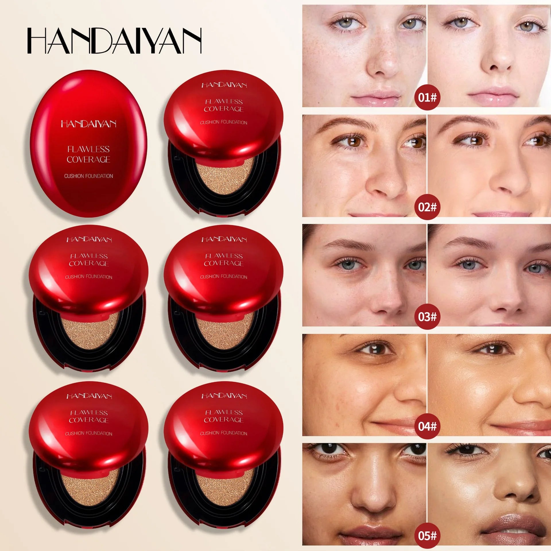 5Color Air Cushion Foundation Light Natural Moisturizing Concealer